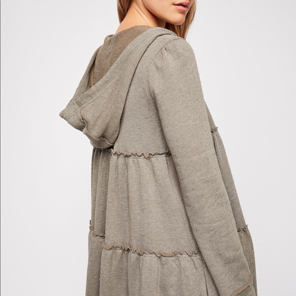 Free People Green Trapeze Zip Up Hoodie size M